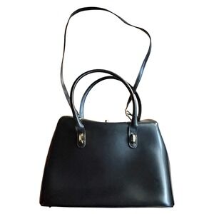 VTG Volterra Roma Black Leather Satchel Handmade in Italy Smooth Grain GORGEOUS!